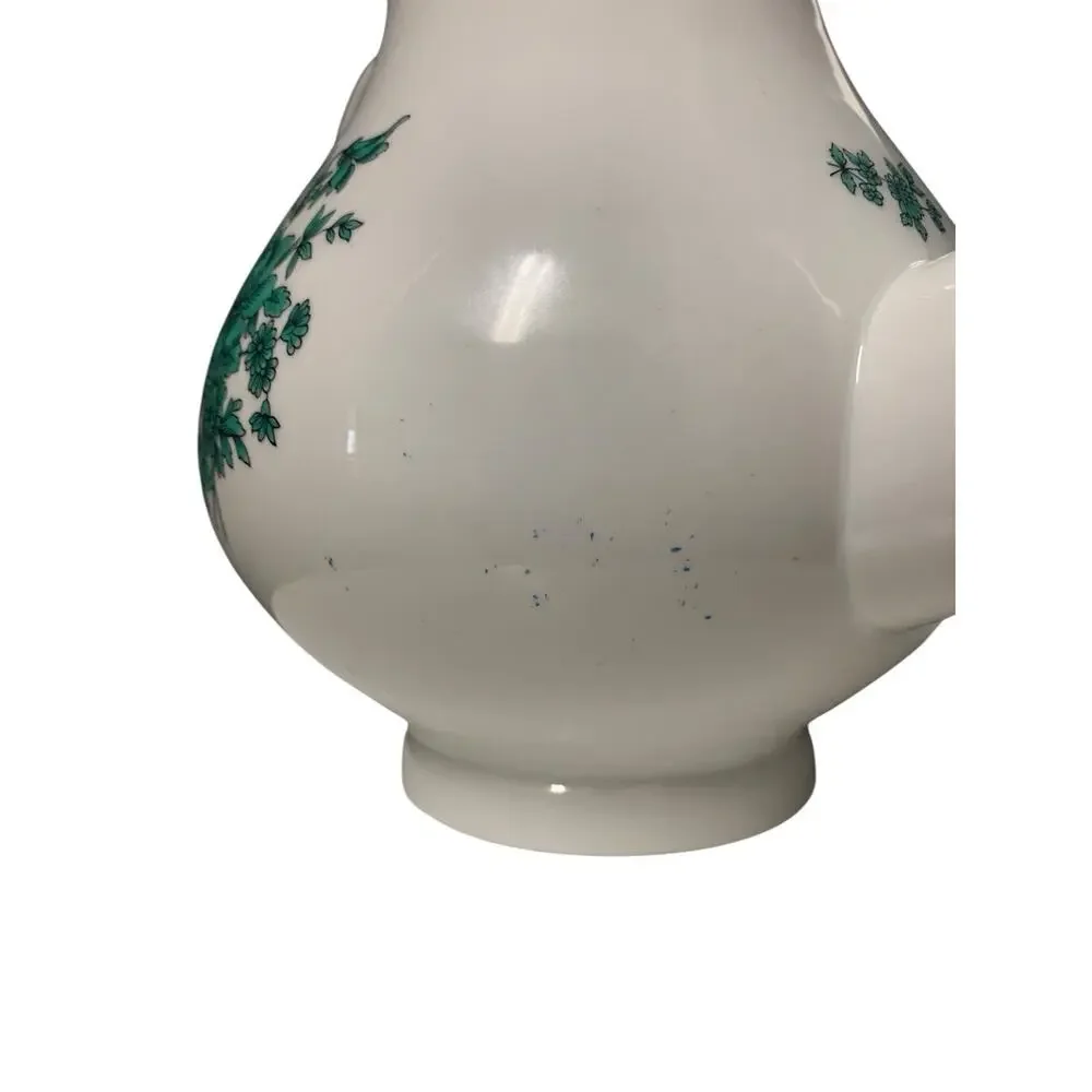 Mottahedeh Vista Alegre Porcelain 9 Inch Green Rose Floral Tea Pot Made In Portu